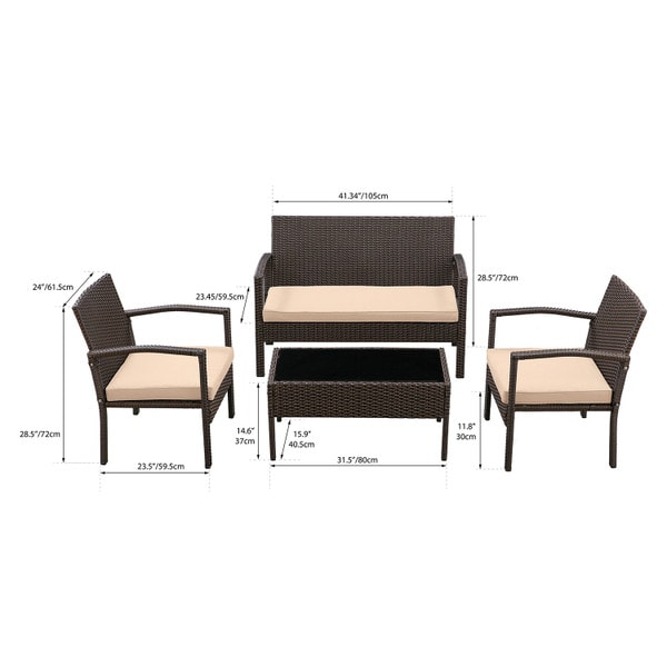 Brown wicker conversation set